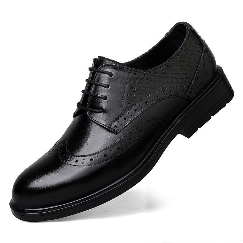 Herren-Lederschuhe, genarbtes Leder, lässige Herrenschuhe mit weicher Sohle und spitzer Zehenpartie_voghion.com
