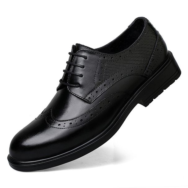 Herren-Lederschuhe, genarbtes Leder, lässige Herrenschuhe mit weicher Sohle und spitzer Zehenpartie_voghion.com