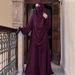 Dameskleding Robe Parelmouwen Jurk Tweedelig Lange Hoofddoek_voghion.com