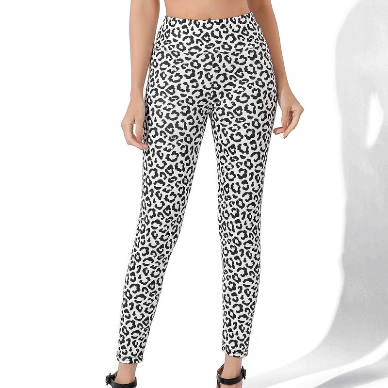 Women's yoga leopard print digital print high waist high elastic running dance training yoga pants leggings_voghion.com