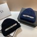 Franséisch Liicht Luxus Kleng Parfüméiert Wandinlag Diamant Kanéngchenhaar Strickmütz Damen Modesch an Auslännesch Warm Woll_voghion.com