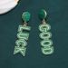 St. Patrick's Day alloy letters inlaid with diamonds and rice beads GOOD LUCK Irish theme event_voghion.com