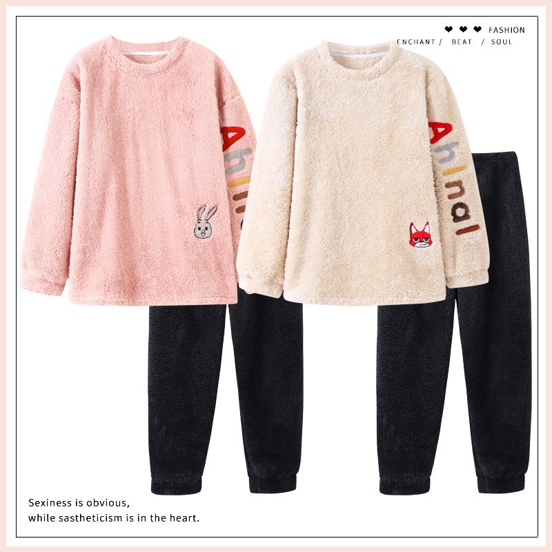 Nightwear for women, winter coral fleece 2023 new couple's outfit, thickened and flannel men's warm home clothes_voghion.com