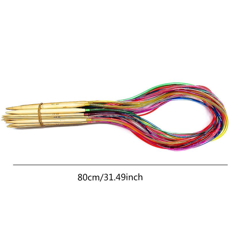 Ferramentas de tricô agulhas de suéter agulhas circulares de bambu coloridas branqueadas_voghion.com
