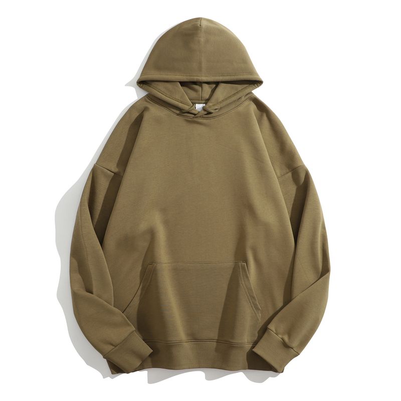 Frühling und Herbst 380G Große Woll Hoop Paar Familie Stil Einfarbig Schulter Hoodie Druck_voghion.com