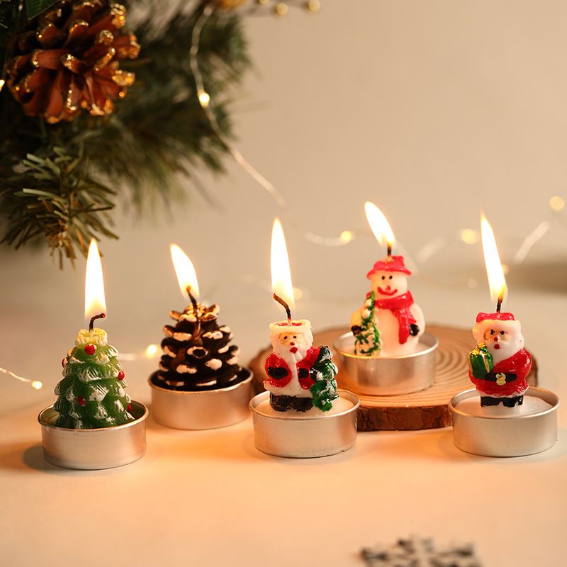 Set all'ingrosso di candele di Natale fai da te ornamenti di candele di paraffina decorazioni natalizie atmosfera luci di candela_voghion.com