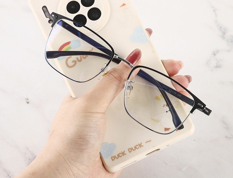 New Korean Version Of Fashionable Anti-blue Glasses, Plain Makeup And Versatile Glasses Frames, Men's Retro Half-frame Flat Glasses, Trendy Glasses_voghion.com