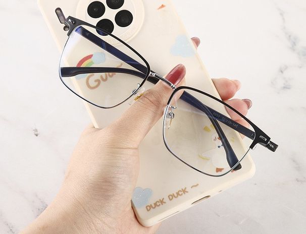 New Korean Version Of Fashionable Anti-blue Glasses, Plain Makeup And Versatile Glasses Frames, Men's Retro Half-frame Flat Glasses, Trendy Glasses_voghion.com