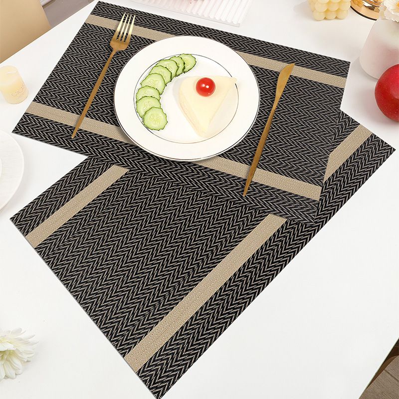 PVC Table Mats Set - Water & Oil Resistant Placemats With Jacquard Stripes (Non-Slip, Heatproof, 45x30cm & 180x30cm_voghion.com