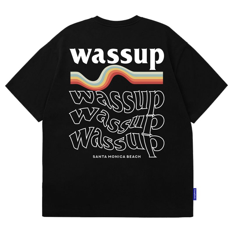 T-shirt da uomo a maniche corte con design arcobaleno WASSUP HEODS per uomo in top estivi a mezza manica larghi in cotone pesante per coppie_voghion.com