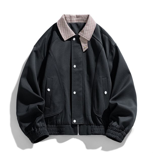 Men's Clothing Spring And Autumn New American High Street Versatile Jacket Men's Solid Color Lapel Coat Simple Workwear Jacket Trend_voghion.com