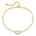 Paper clip chain design Brass plated gold diamond simple Bracelet_voghion.com