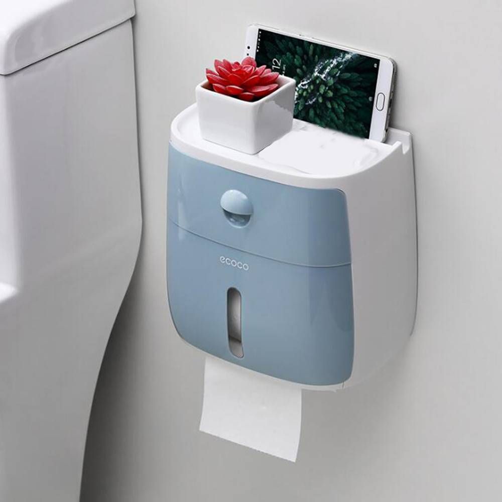 Scatola porta fazzoletti impermeabile da parete per bagno con cassetto, porta asciugamani di carta multipiega in plastica, prodotto_voghion.com