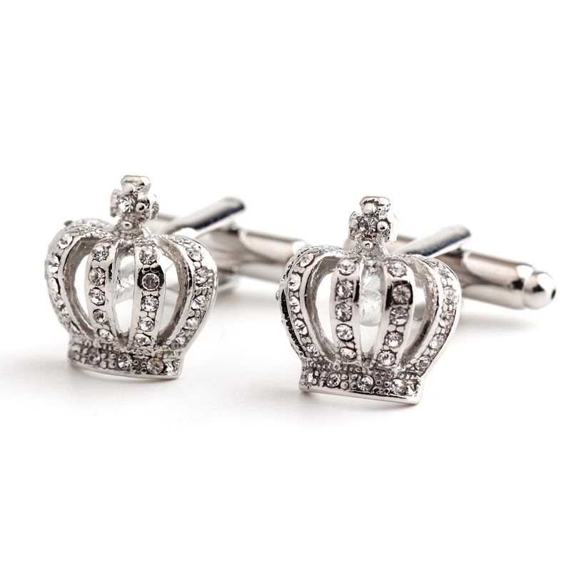 Manschettenknöpfe im Vintage-Stil, weiße Kronenform, für Herren, französische Hemdmanschetten, Zubehör, Geschenkbox_voghion.com