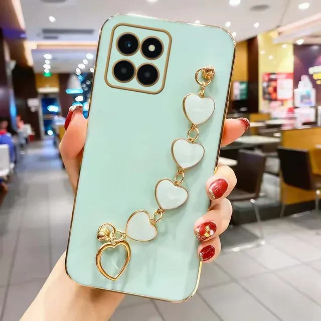Phone Cover For Honor X6a Plus with Love Heart Chain Plating Full protecter case_voghion.com
