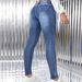 Jeans skinny elasticizzati da donna - Pantaloni in denim a vita alta con comoda elasticità, blu lavato alla moda, taglie dalla S alla XXL_voghion.com
