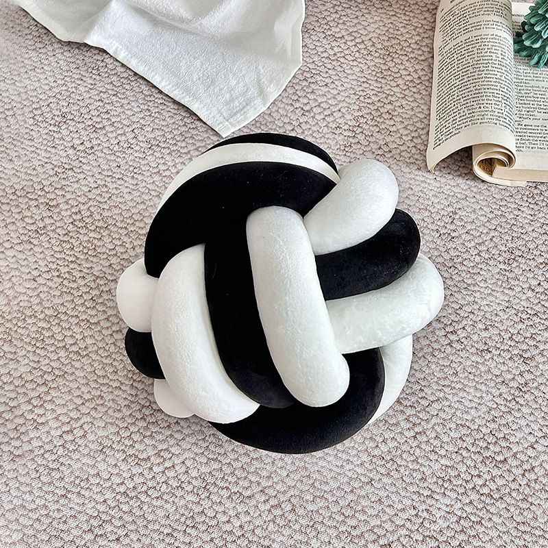 Nordic Knotted Pillow With Color Block Design - Handwoven KNOT Cushion For Sofa & Bay Window_voghion.com