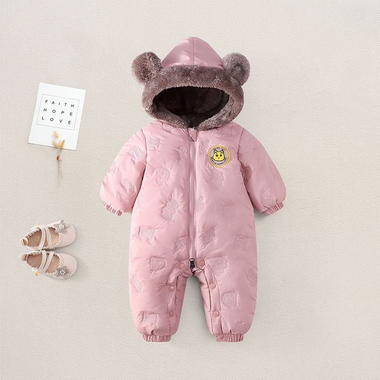 Children's Clothing Winter Newborn Plus Cotton Male And Female Baby Onesie Plus Fleece-padded Outerwear_voghion.com