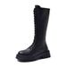 Black Motorcycle Knight Boots 2025 Autumn And Winter Style Thick Bottom High School Martin Women's Medium And Long Boots Wholesale_voghion.com