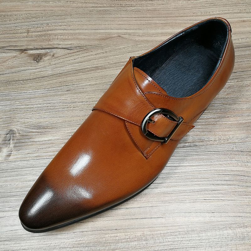 Aofu Footwear 3756 New Pointed Business Leather European Edition Metal Buckle Men's Shoes_voghion.com