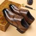 Chaussures Derby Brogue pour homme HPIOPL - Design à bout carré d'inspiration japonaise avec cuir PU grain de bois et semelle en caoutchouc_voghion.com