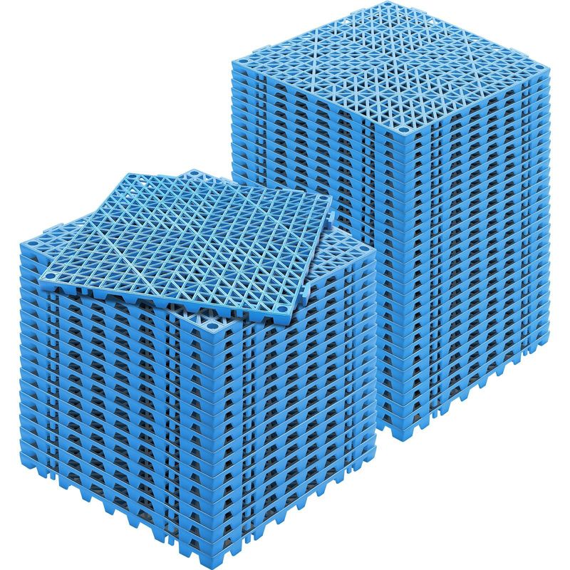 VEVOR Interlocking Tile 50PCS Blue, Drainage Tiles 12" X 12" Splicing, PVC Interlocking Drainage Floor Tiles, Non-Slip Drainage Holes For Restroom, Bathroom, Kitchen, Pool, Wet Areas_voghion.com