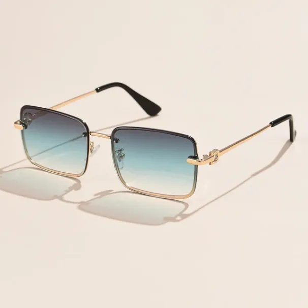 Mode Retro Quadrat Sonnenbrille Frauen Marke Designer Mode Randlose Gradienten Legierung Sonnenbrille Schattierungen Damen Rahmenlose_voghion.com