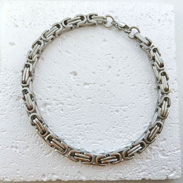 Collana con bracciale a catena universale bizantina quadrata imperiale fatta a mano in acciaio inossidabile con specifiche multiple_voghion.com