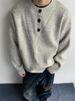 American Style Henley Collar Sweater For Men, Spring And Autumn Lazy Style, High-End Knitted Sweater, Cleanfit Jacket_voghion.com