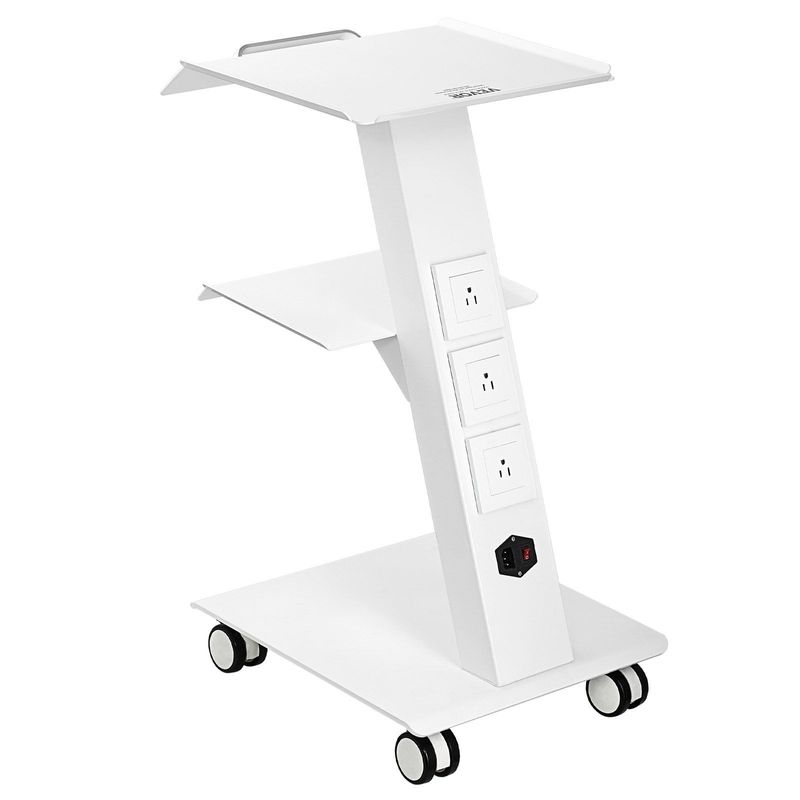VEVOR Lab Trolley, Rolling Lab Cart With Built-in Socket, 3-Layer Metal Mobile Trolley, Tray Rolling Clinic Cart With Swivel Wheels, 220 Lbs Weight Capacity, For Lab, Clinic, Beauty And Salon_voghion.com