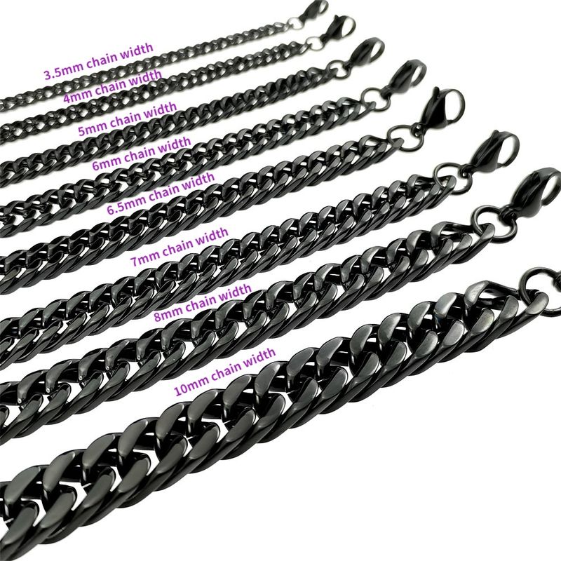 Bracciale rigido in acciaio inossidabile tono nero 16 cm 18 cm 20 cm 22 cm 24 cm 26 cm Lunghezza 3,5 ~ 10 mm Larghezza_voghion.com