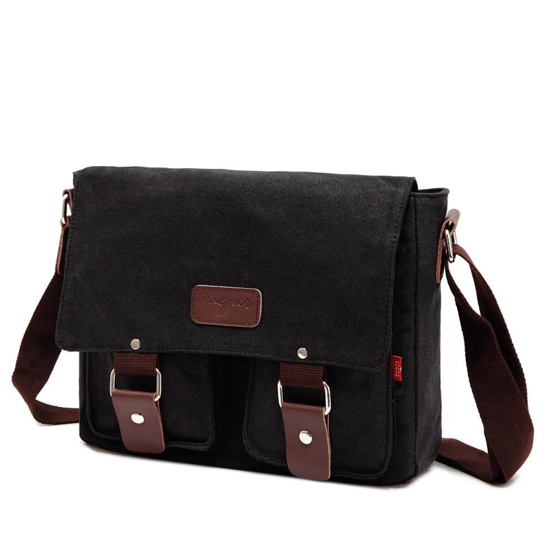 Borsa a tracolla unisex AUGUR Casual Canvas da uomo, stile orizzontale, a spalla singola_voghion.com