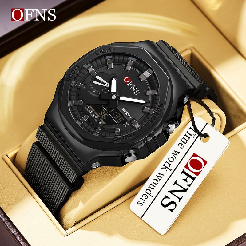 Elektronisch horloge Octagon Oak Hand Light Elektronisch horloge Multifunctioneel waterdicht lichtgevend studentenhorloge_voghion.com