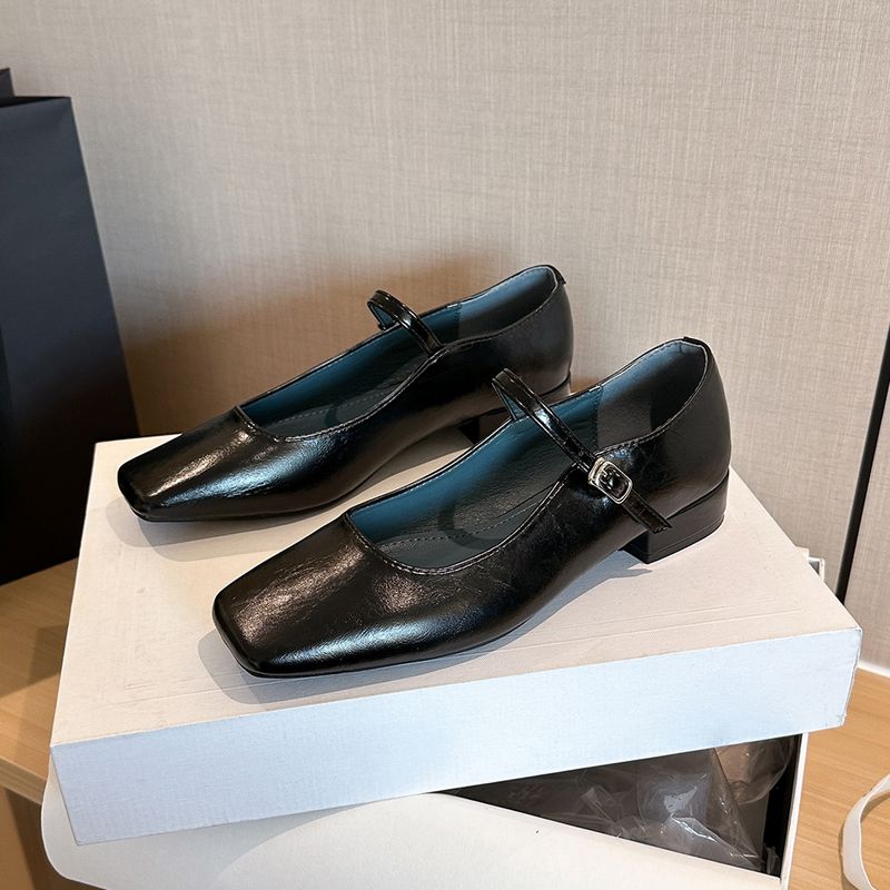 2123-3 French Silver Shallow Low Heel Mary Jane New College Style One Strap Single Shoes_voghion.com