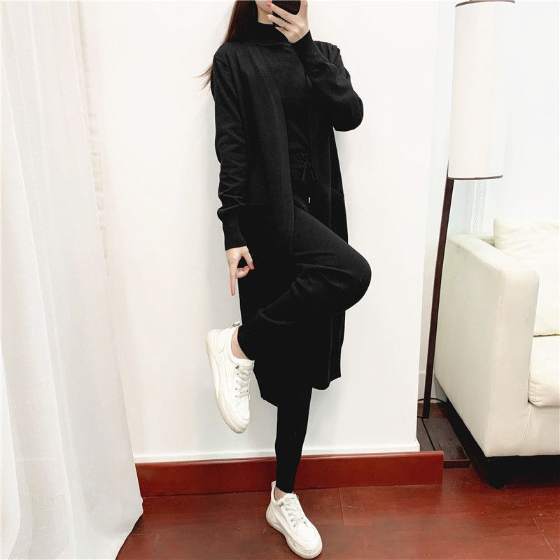 Women’s Clothing Age-reducing Leisure Knitted Cardigan Vest Trousers Three-piece Suit_voghion.com