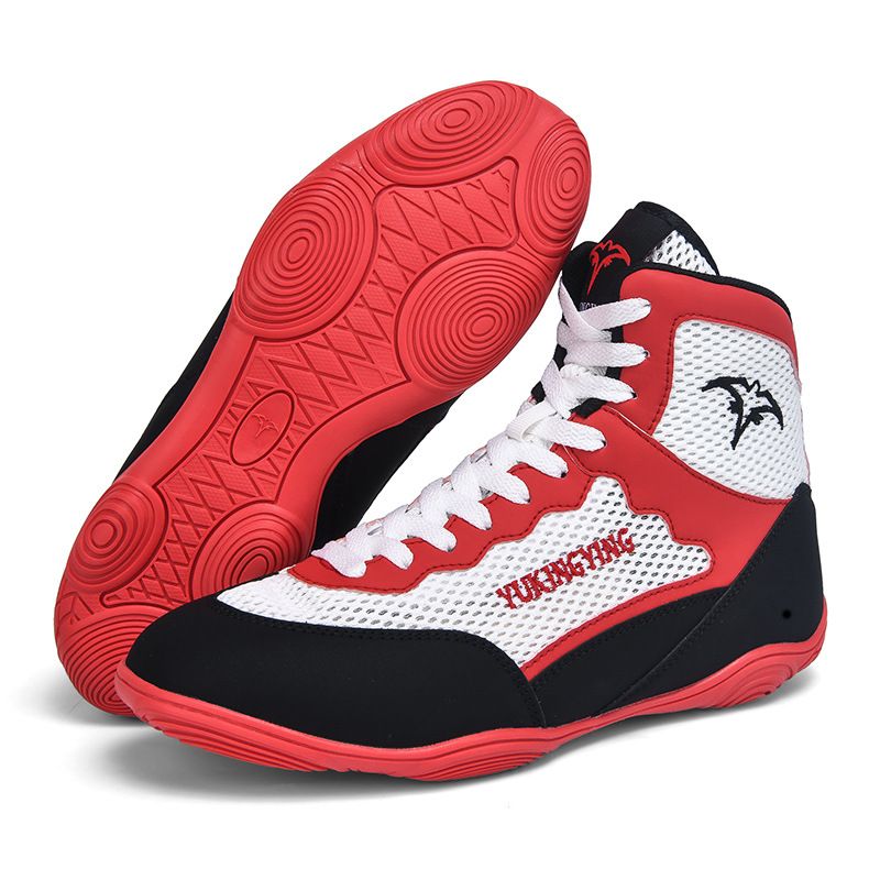 Sapatos unissex novos sapatos profissionais de boxe Sanda Fighting Free Fighting respirável antiderrapante resistente ao desgaste para competição treinamento sapatos de luta livre_voghion.com