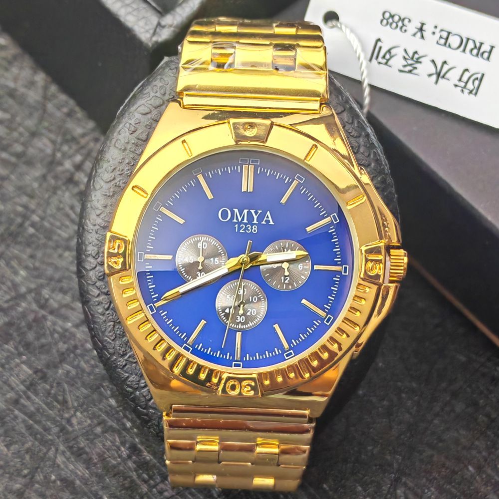 Ura OMYA Nova moška modna poslovna kvarčna ura s tremi očmi in jeklenim pasom_voghion.com