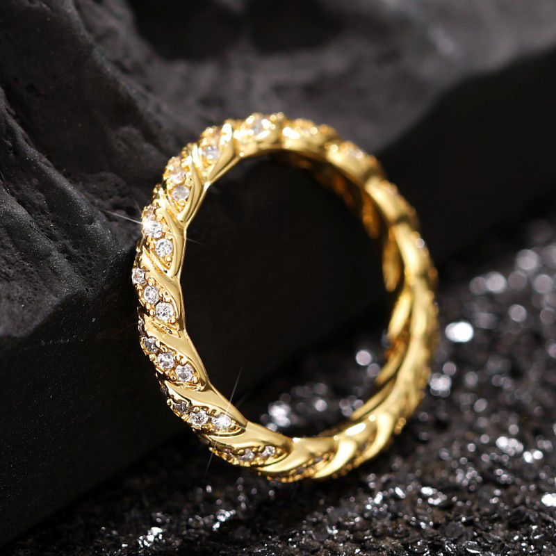 Cao Shi's Simple Joint ins Tidy Metal Fried Dough Twists Knitted Chain Sparkling Delicate Ring_voghion.com