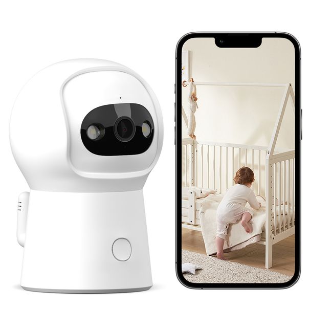 Beebimonitor WiFi-ga - temperatuuri- ja niiskusanduriga, öise nägemisega, kahesuunalise heliga, nutu tuvastamisega, 360° pööramise ja kallutamisega, mobiilirakenduse juhtimisega, turvalise lastetoa kaameraga._voghion.com