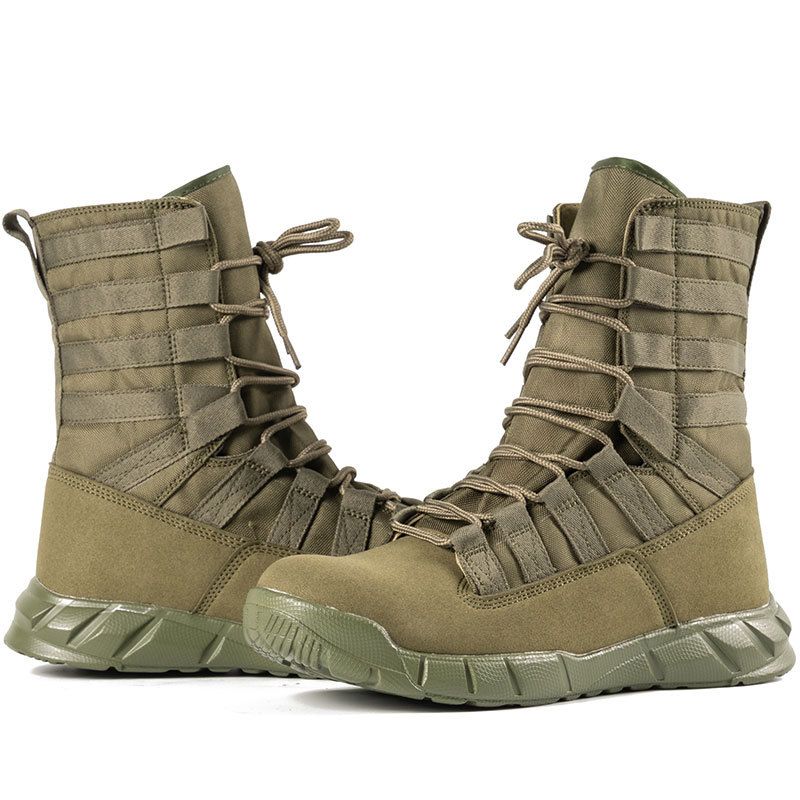 New High Top Green Desert Brown Lightweight Combat Training Boots_voghion.com