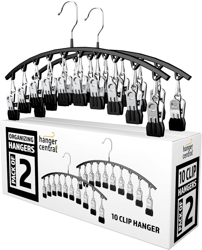 Central metal yoga pants hanger, 2-piece set 10 clips, can accommodate 20 pairs of leggings, space saving hanging rack,_voghion.com