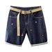 Summer New Trendy Belt Labeling Fashionable Boys' Shorts Simple, Casual, Versatile, Micro Elastic Half Cut Cowboy Mid_voghion.com