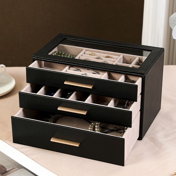 Scatola portagioie in pelle di lusso con cassetti: contenitore moderno ed elegante per orecchini, anelli, collane, braccialetti_voghion.com
