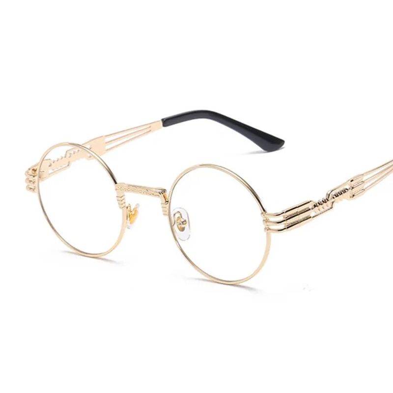 Steampunkowe okulary przeciwsłoneczne damskie okrągłe gogle męskie soczewki unisex Vintage w stylu Retro Punk okulary przeciwsłoneczne damskie óculos De Sol_voghion.com