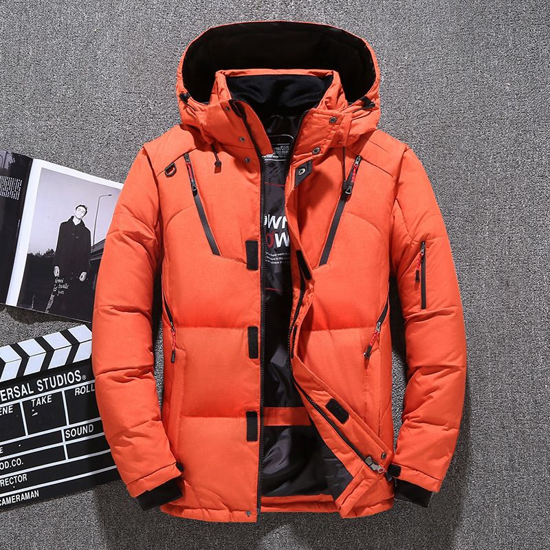 Herrenbekleidung Seiden-Baumwolljacke Herren kurze Herren Winter Freizeit Outdoor verdickte Winterjacke mit Kapuze_voghion.com