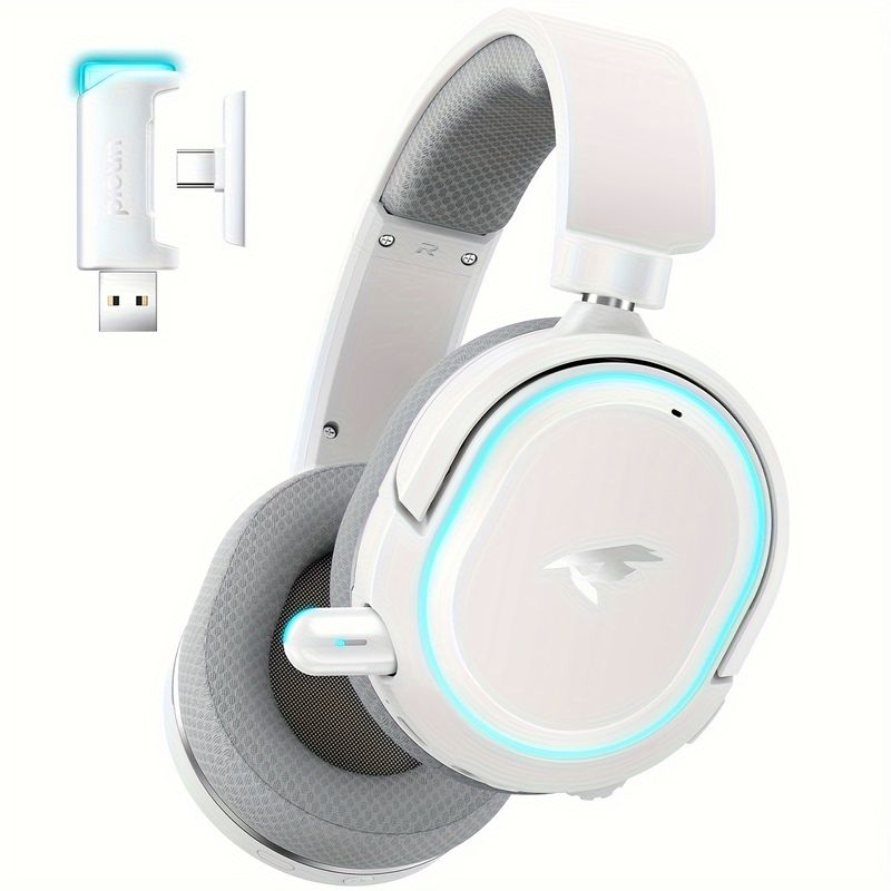Wireless Gaming Headphones - 2.4GHz Ultra-low Latency, Noise-cancelling Microphone, 7.1 Surround Sound, Illuminated LED Light, USB-C Transmitter (with_voghion.com