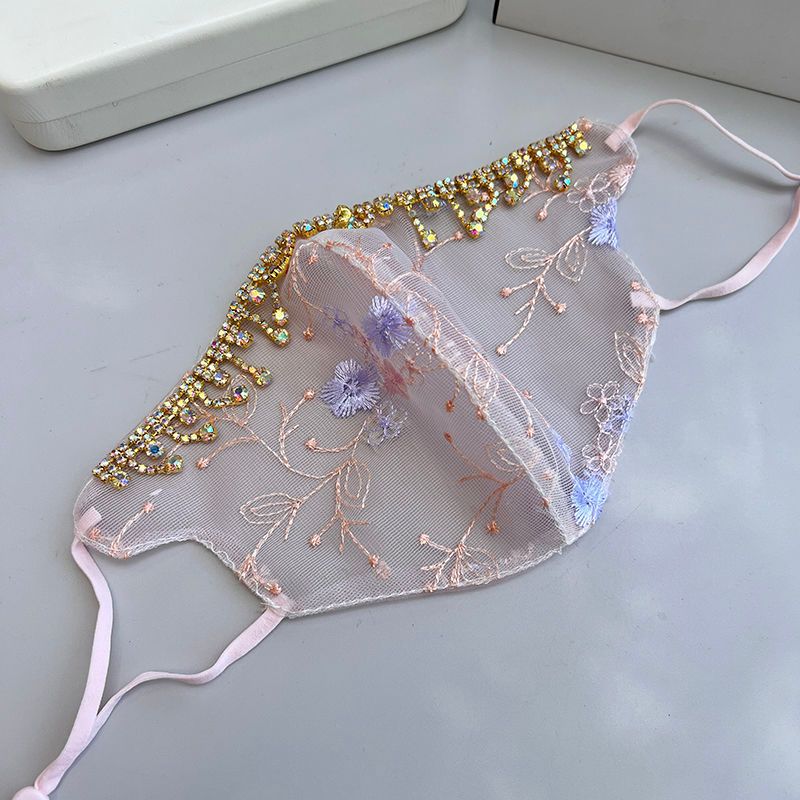 Mesh Embroidered Lace Mask Summer Fringed Decorative Mask Mask_voghion.com