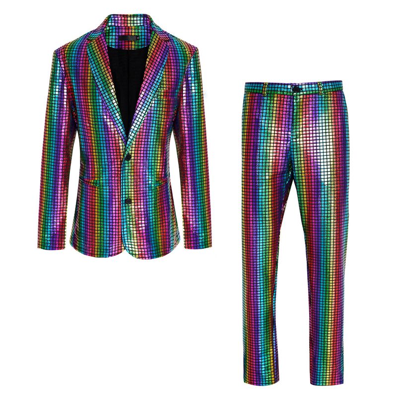 Erkek giyim Erkek pullu altın blazer Disko kostüm Parti sahne gece kulübü parlak serin gösteri takım elbise_voghion.com