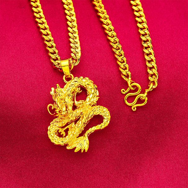 Collana unisex alla moda in oro con ciondolo drago_voghion.com