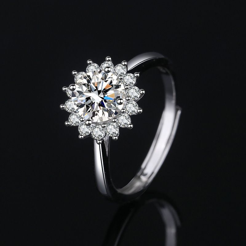 Sonnenblumen Halskette frauen Schmuck Moissanite Ring Zirkon Ohrringe Drei-Stück Set Live Heißer Verkauf_voghion.com